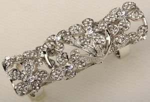Цветочный двойной полный палец кулака броня длинное кольцо античное золото серебро цвет W Кристалл подарок для женщин Оптовая челнок RM06 C18122801