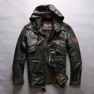 2019 black AVIREXFLY genuine leather jacket with hoody flight sheepskin leather jackets with ykk zipper