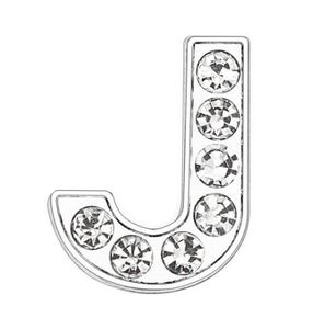 50 adet / lot 8mm J Gümüş Slayt Letter Tam Rhinestones Charms DIY deri bilezik telefon SL0005 şeritler 8mm için Fit