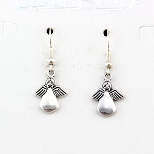 24Pair Angel Charm Серьги Серебряные Рыбные Ухо Крючком Крючок Люстры Ювелирные Изделия 12.2X 34 мм A-488E