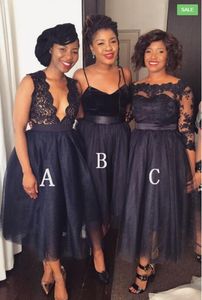 プラスサイズショートネイビーブルーブライドメイドドレスさまざまなスタイル同じ色のvestidos de dama de賞を受賞アフリカのドレス