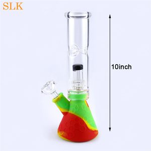 Special silicone bottom & top glass percolator bong hookah platinum cured silicone smoking pipes Oil Dab Rigs Tornado Water Pipe 420