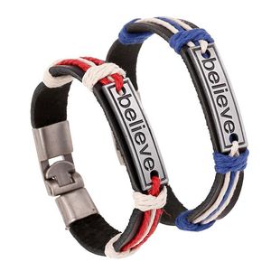 Acredite bracelete acredite tag couro de couro inspirador pulseiras pulseiras pulseiras masculas jóias de luxo jóias femininas pulseiras