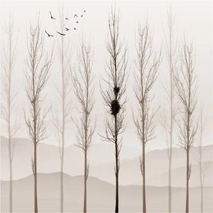 piękne krajobrazy tapety proste ręcznie malowane artystyczne koncepcja suche drzewo latające ptak tło ścienne malowanie dekoracyjne