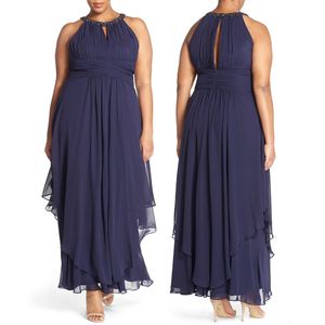 Oszałamiające zroszony Plus Size Prom Dresses Halter Dekolt Plisowana Formalna Sukienka Długość Szyfonowa Suknie SD3434