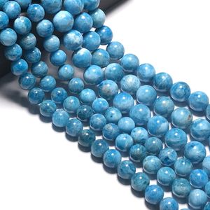 6 8 10 12mm Genuine Natural Larimar Apatite Stone Beads High Quality Round Loose Marine Apatite Beads For Jewelry Making DIY