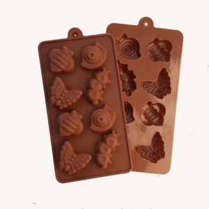 Alta qualidade caracóis, lagartas, borboletas em forma de molde de chocolate grau de comida de silicone molde de chocolate de silicone bandejas de gelo Promoção