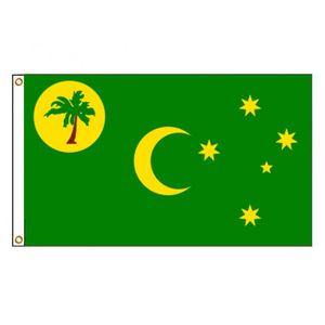Bandiera delle Isole Cocos (Keeling) Tessuto 100% poliestere Uso interno esterno Trasporto di goccia, Poliestere stampato digitale Spedizione gratuita