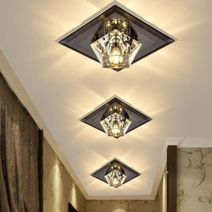 Luminárias de teto quadradas com base de vidro em losango de cristal corredor corredor luminária de teto criativa sala de estar varanda iluminação de entrada