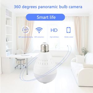 Telecamera Wifi HD 1080 P Telecamera IP panoramica a 360 gradi della casa coperta dalla lampadina Baby monitor Led Wifi