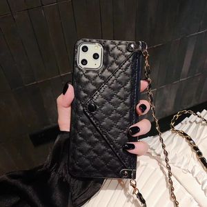 Hot Luxury Envelope Card Package L￤der Telefonfodral f￶r iPhone 14 13 12 11 Pro X XR XS Max 7 8 6 6S Plus Crossbody Bag Back Cover