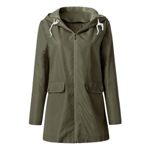 Fashion-Damenmode Outdoor-Kapuzenpullover, einfarbig, Reißverschlussjacke, atmungsaktiv, wasserdicht, Kapuzen-Regenmantel, winddichter Mantel, Sportjacke