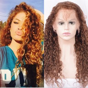 Malaysian Human Hair Lace Front Wig 30# Pre Plucked Water Wave Wigs with Baby Hair 8-24 inch