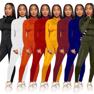 Nowe kobiety Suits 2 -częściowy zestaw dresowy z długim rękawem Top+spodnie Legginsy Sportswear Autumn Zime stroje