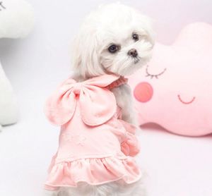 春と夏の新しい蝶ネクタイドレスレースストレッチドレス小さな犬の薄い星の花ガーゼテディペット子犬犬の服卸売価格