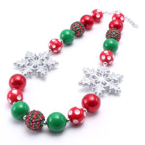 Christmas style kids children bubblegum necklace 1pc handmade snowflake beads girls necklace baby gift festival jewelry