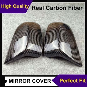 ペアカースタイリング本物の炭素繊維の背面サイドオリジナルスタイルのミラーハウジングカバーキャップキャップのトリムx5m x6m F85 F86 2014+