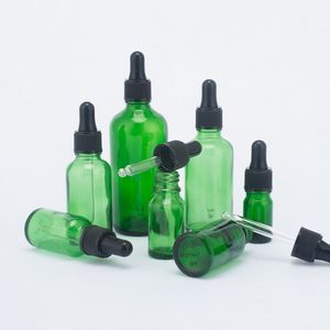 Garrafas de vidro verde Reagente Pipeta vazio Dropper Bottle garrafas de óleo essencial 5ml 10ml 15ml 20ml 30ml 50ml 100ml WB2126