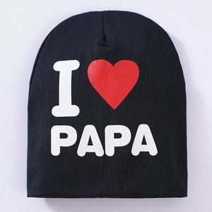 Primavera Outono Bebê Malha De Algodão Quente Beanie Chapéu Para Criança Bebê Crianças Menina Menina Eu Amo Papai Mama Imprimir Chapéus por Amazzz