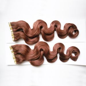 Körperwellen-Tape-in-Haarverlängerungen, 100 % menschliches Remy-Haar, 200 g, 80 Stück, buntes Klebeband auf der Haarhaut, Cheveux-Verlängerung