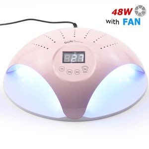 Sun 48W Dual UV LED Nail Lamp Dryer 22 LED Asciuga unghie per tutti i gel con pulsante anni '30 / '60 Tutto per unghie con lampada per manicure