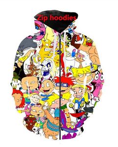 Neue Mode Unisex Sweatshirt Hoodies Männer Frauen Cartoons Collage 80er Jahre Sweatshirts Harajuku Übergroße ZIPPER Jacke Kleidung