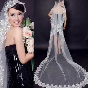 New One Layer Lace Wedding Veils Cathedral 3M Long Appliques Edge Bohemian Wedding accessories Without Comb Veu De Noiva Longo 2022 Bridal Veil