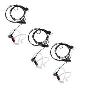 3x PTT MIC COVERT ACOUSTIC TUBE In-Ear Earpiece Headset for Radio Icom Midland