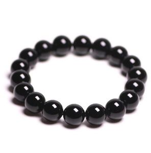 Natursten Schorl Bracelet Black Tourmaline Crystal Quartz Round Bead Men Kvinnor Armband Healing Energy Gift Lucky Smycken