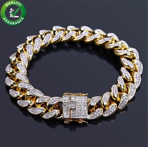 Luxury Designer Jewelry Mens Gold Bracelets Hip Hop Diamond Pandora Style Charm Bracelet for Love Iced Out Cuban Link Chain Bangles 14MM