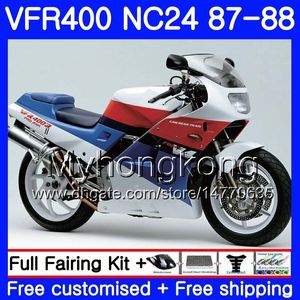 Body for Honda RVF400R VFR400RR RVF400RR VFR400R 1987 1988 267HM.31 VFR400 ص أحمر أبيض أزرق NC24 V4 RVF VFR 400 ص VFR 400R 87 88 Fairing Kit