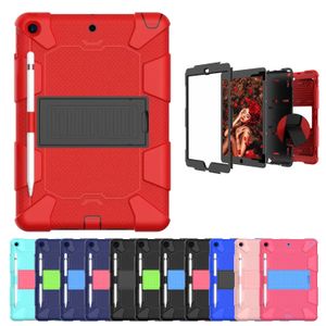 Cor dobro híbrido Kickstand do Silício + PC robusto Armadura Tablet Case Capa para iPad 10.2 mini-4 5 9,7 2017 2018 Tab A