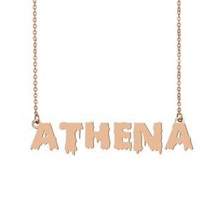Hanger Kettingen Athena Naam Ketting Sieraden Kunst Charms Link Chain Metal voor Halloween Dames Kids Jongens Meisjes Gift