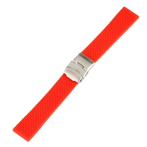 White Blue Red Silicone Stap 18 20 22 24mm Rubber Watch Band Waterpfoof Replacement Bracelet Spring Bars Straight Ends Pin Buckle244i