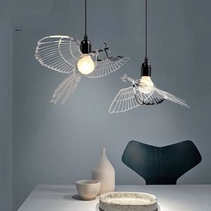 Amerikanska kreativa fågellampa LED lampor smidesjärn hanglamp studie bar restaurang små fåglar hängande fixutres ljuskrona belysning