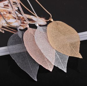 Classic Leaf Pendant Halsband Fjäder Halsband Långtröja Kedjeutlåtande Smycken Choker Halsband för Kvinnor Leaf Löv halsband