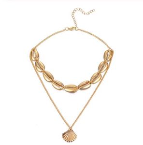 Bohemian Multilayer Ocean Seashell Beach Pendants Necklace Women Fashion Gold Color Beach Shell Chain Necklace Jewelry GB1094