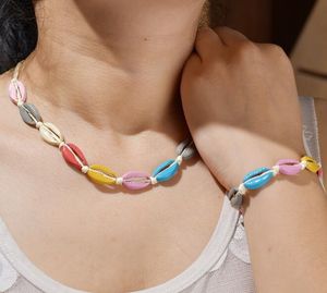 Färgglada sommar armband smycken kvinnor mode skal choker present trendiga tjejer skal halsband GB1196