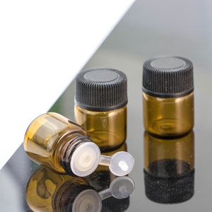 Nuova fiala di vetro per olio essenziale da 1 ml con tappo a vite Bottiglia di profumo ambrato in vetro eJUICE eLIQUID 1CC con tappo