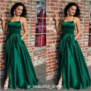 Enkel Emerald Green Aftonklänningar Halter Sexig Tillbaka Special Occasion Klänning För Kvinnor Party Formell Kappor Prom Klänning ED1247