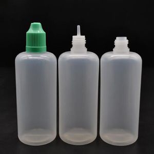 1000pcs / lot bottiglie vuote di plastica PE 100ml cig e bottiglie di olio liquido contagocce con a prova di bambino bottiglia contagocce tappo occhio in vendita