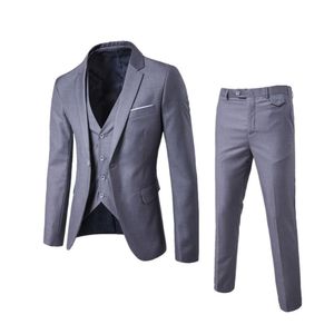 2018 Moda uomo Abiti slim Uomo Business Abbigliamento casual Groomsman Abito tre pezzi Blazer Giacca Pantaloni Pantaloni Gilet