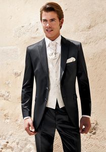 Yeni Stil Siyah Damat Smokin Tepe Yaka Groomsmen Erkek Gelinlik Mükemmel Adam Ceket Blazer 3 Parça Takım (Ceket + Pantolon + Yelek + Kravat) 16