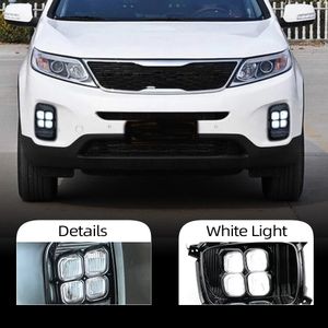 1 Takım Araba DRL Gündüz KIA Sorento 2013 için Koşu Işık 2014 LED Günışığı Su Geçirmez 12 V Sis Lambası Araba Styling Işıkları