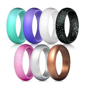 Fashion Design Handmade Girls and Boys Best Gift Silicone Ring Jewelry for Sale 7 Colors /Set