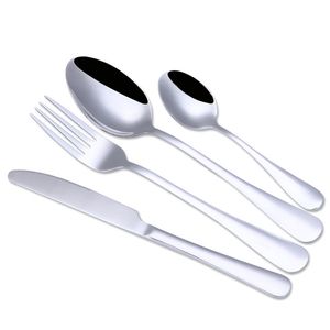 4pcs / set bestick set rostfritt stål bestick porslin hem köksbar kniv gaffel sked 8 färger