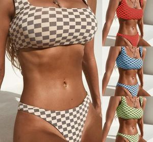 Flache Brust Lattice Badeanzug-Frauen-Bikini-reizvoller Split Körper Swim Wear eng anliegende Elastic Nylon 4 Farben