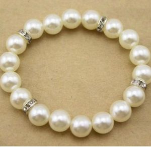 20 Stück 10 mm weiße Perlenarmband Kristall Spacer Mode für Schmuck DIY Armbänder