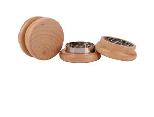 O mais recente fumar 55x33mm Wood Zinc Light Round Grinder de duas camadas de engrenagem plana moedor de fumaça Delivery suportes de suporte personalizado logotipo