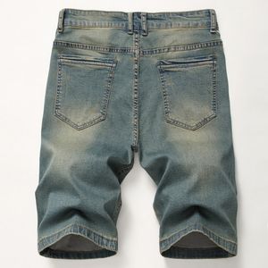 Mens Designer Ripped Painted Blue Denim Shorts 2020 Summer Stretch Slim Fit Retro Big SizeWashed Biker Jeans shorts Trousers 383243Y